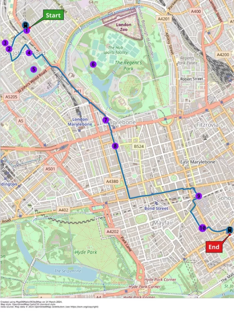 The Beatles walk map