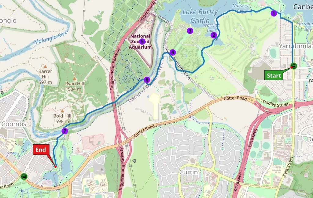 Canberra nature walk map